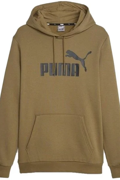 Komfortní pánská mikina Puma ESS Big Logo s kapucí hnědá