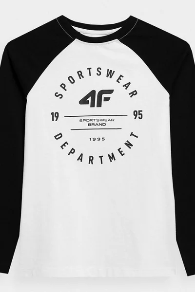 Dětské černobílé tričko s dlouhým rukávem 4F
