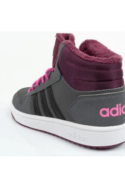 Adidas Hoops Mid K - Dětské sportovní boty šedá/kaštanová