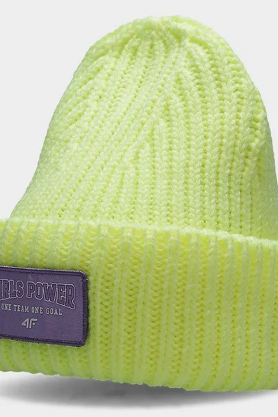 Zimní zelená čepice 4F pro děti s logo a zakřiveným lemem