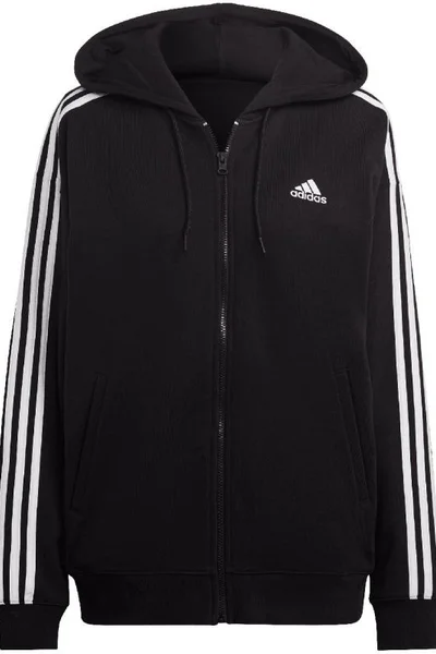 Mikina adidas Essentials Oversized na zip s kapucí - černobílá