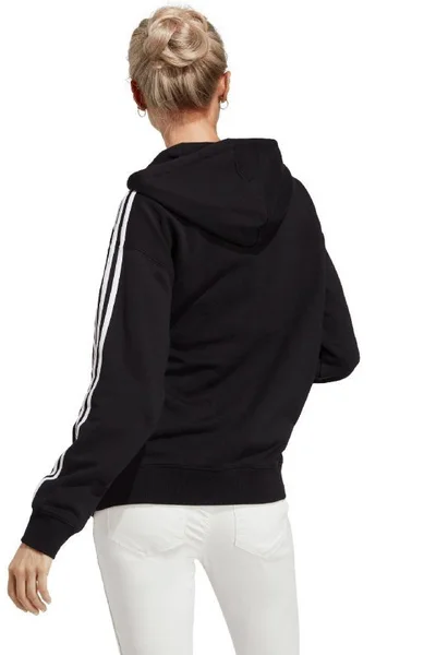 Mikina adidas Essentials Oversized na zip s kapucí - černobílá