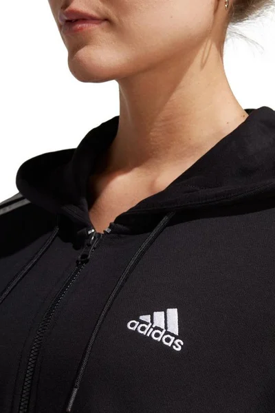 Mikina adidas Essentials Oversized na zip s kapucí - černobílá