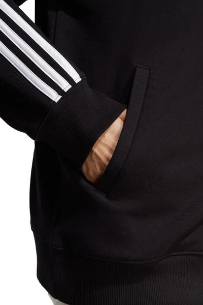 Mikina adidas Essentials Oversized na zip s kapucí - černobílá