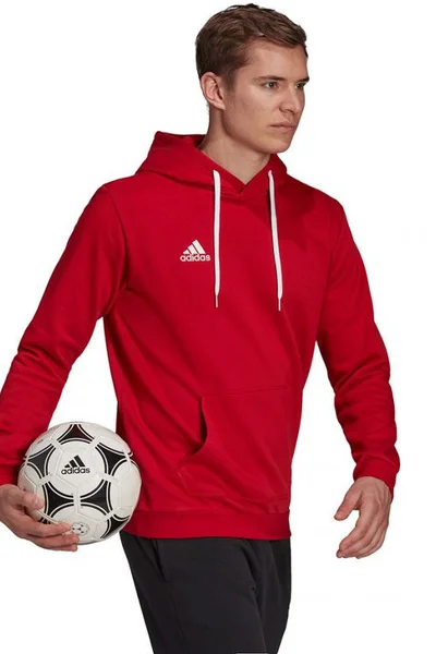 Červená pánská mikina s kapucí pro trénink - Adidas