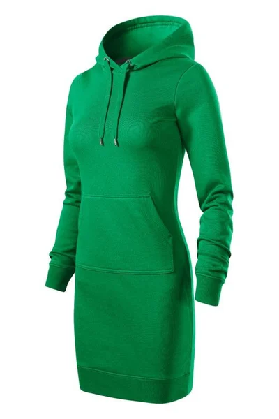 Zelené froté dámské šaty s kapucí - Malfini