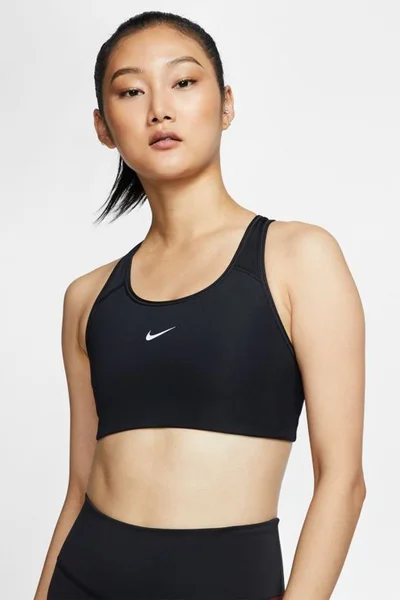 Černá sportovní podprsenka Nike Swoosh W BV3636-010