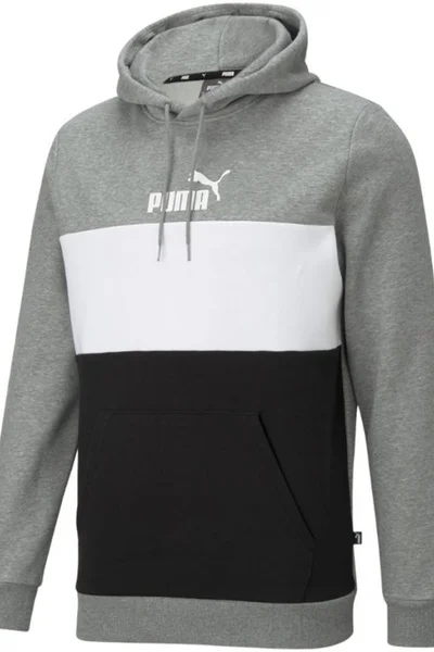 Pánská mikina Puma ESS+ Colorblock Hoodie FL šedá