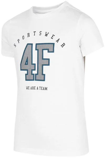 Bílé tričko s velkým logem 4F pro chlapce